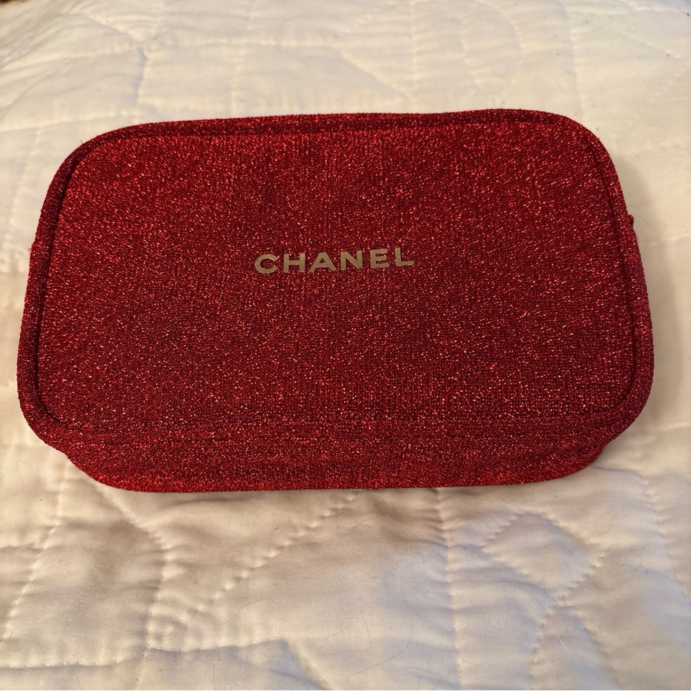 CHANEL Sparkling Red Makeup Clutch Bag